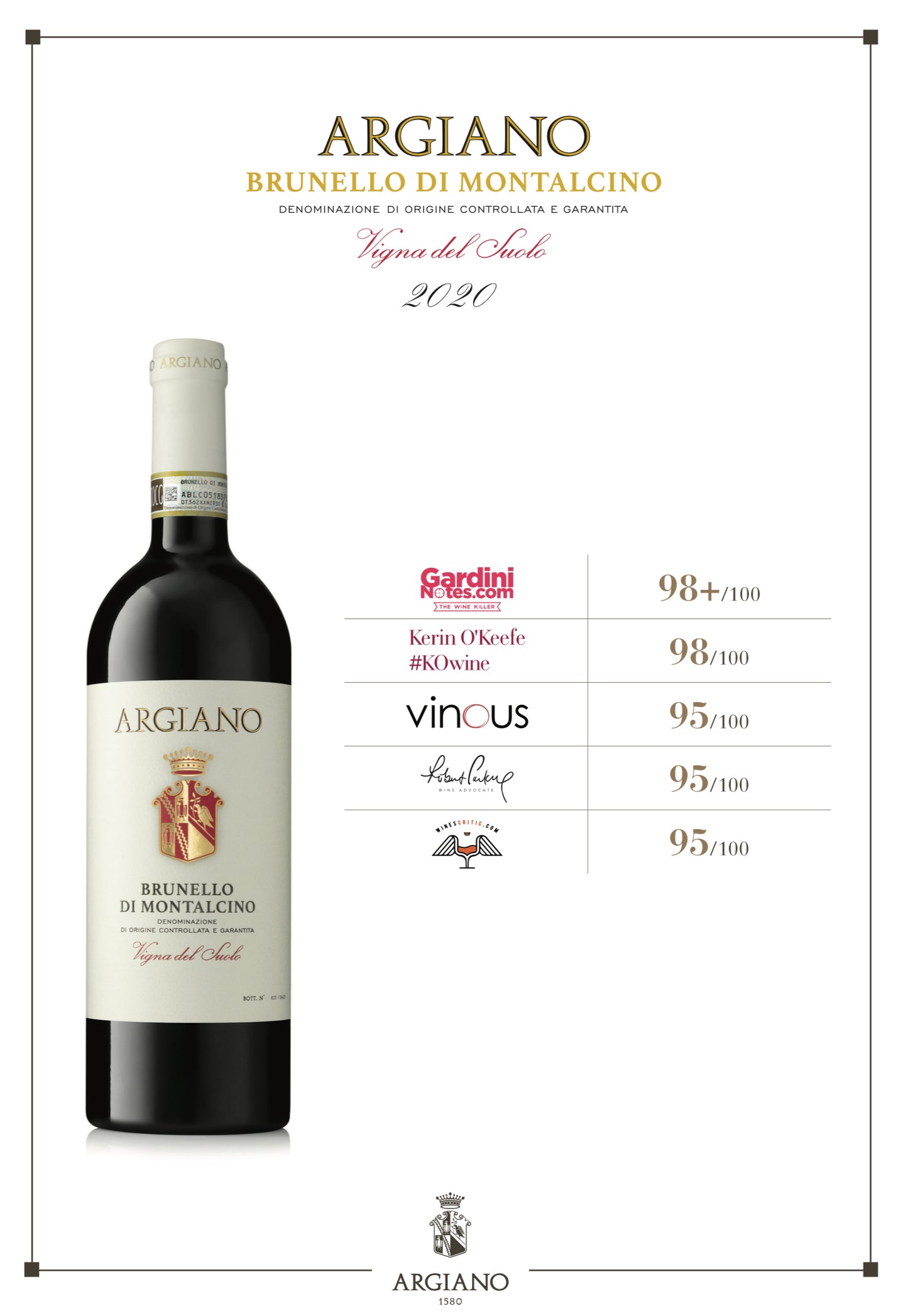 Argiano: Brunello di Montalcino Vigna del Suolo 2020